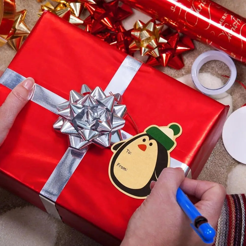 Etiquetas adhesivas para celebración de Navidad, etiquetas de nombre de regalo 200 unid.