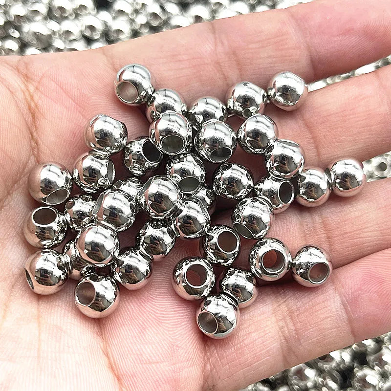 Mostacillas espaciadoras redondas de agujero grande para fabricación de joyas, 6mm, 8mm, 10mm