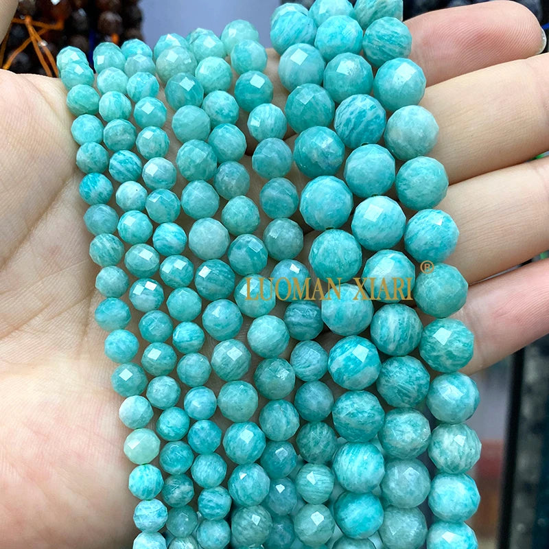 Piedra Natural redonda facetada AAA, mostacillas espaciadoras sueltas para fabricación de joyería