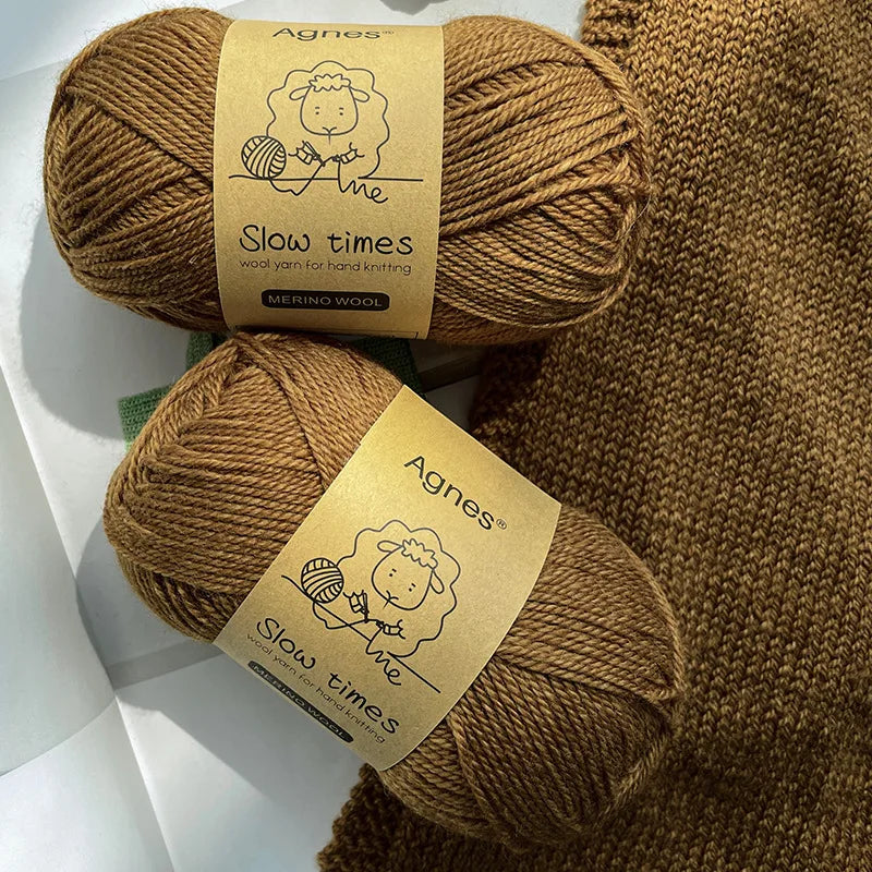 Ovillo de hilo de lana merino pura, tejido a mano, tejido de Color sólido, 50g