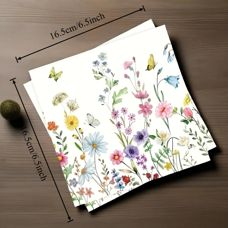 Servilletas de fiesta florales y de mariposa de 20 piezas para, celebraciones y decoupage