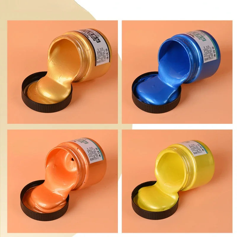 Pintura acrílica dorada nacarada, resistente al agua, no se decolora, pintura 60/100ml