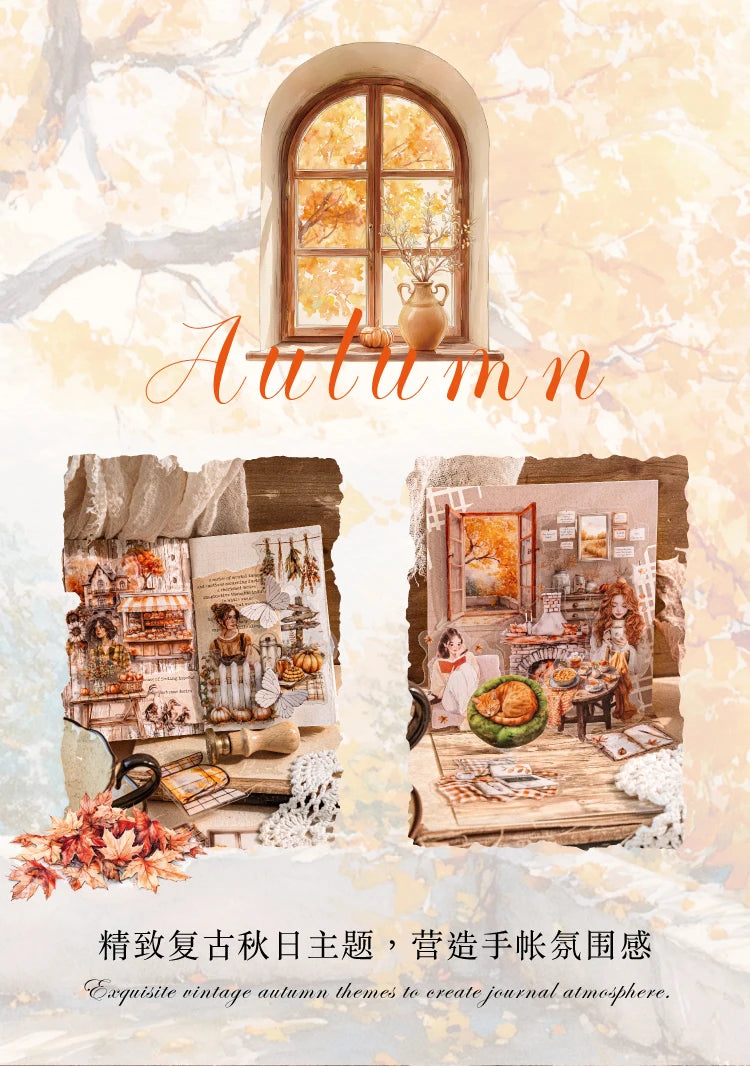 30 hojas de pegatinas de vida otoñal, Material decorativo creativo