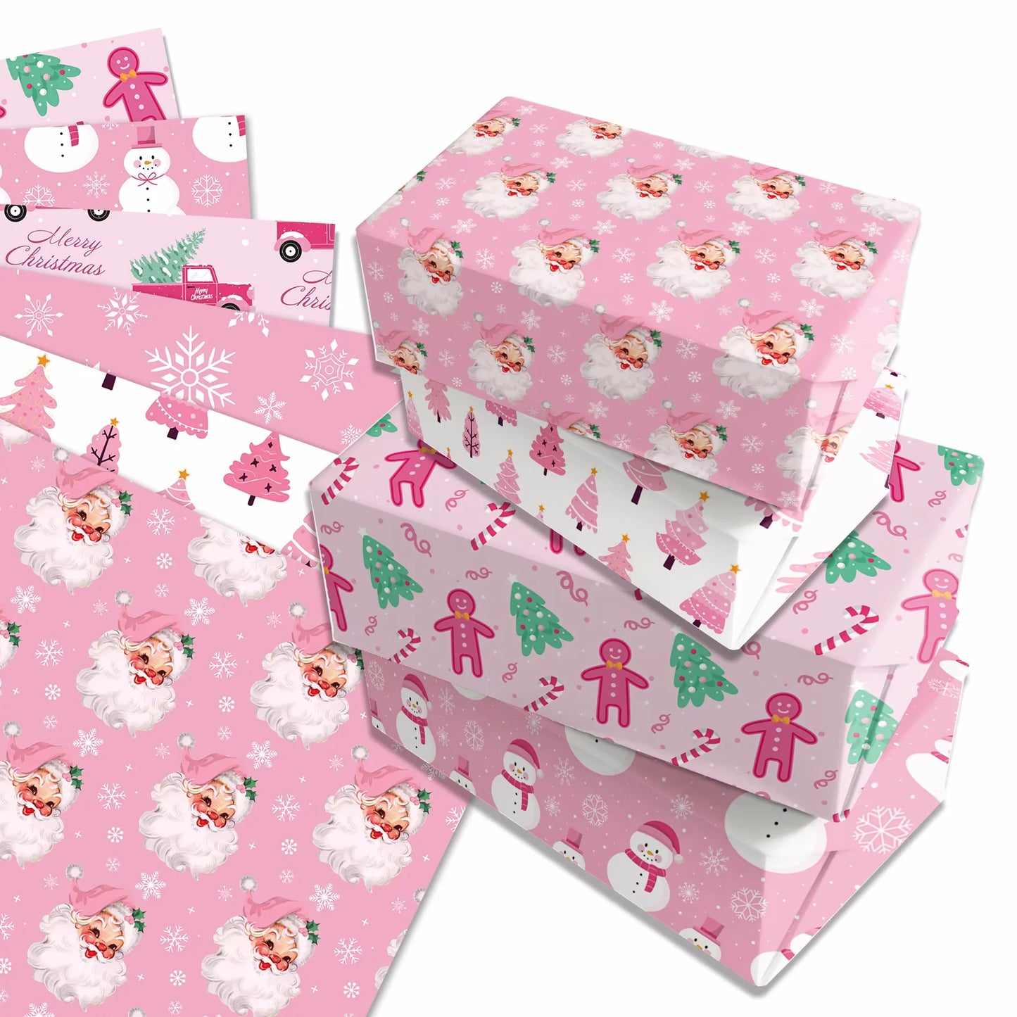 Papel para envolver con temática de muñeco de nieve, Papá Noel, 12 piezas, para regalo de fiesta de Navidad
