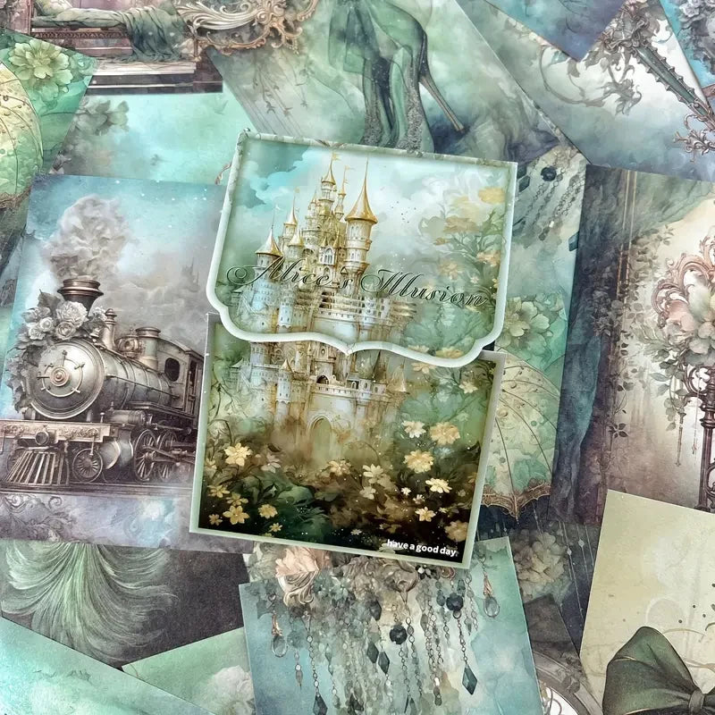 50 hojas de papel Retro para álbum de recortes, papel artesanal de fondo