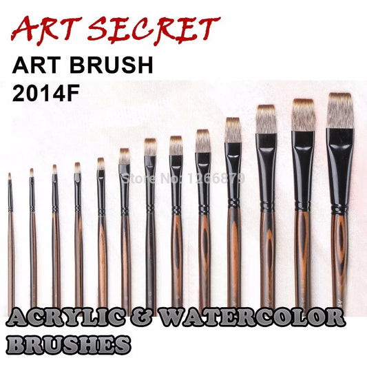 ArtSecret-pincel de alta calidad para pintar con acuarela, herramienta de dibujo con mango de madera, virola de latón negro, pelo Taklon coreano, 2014R 2014F
