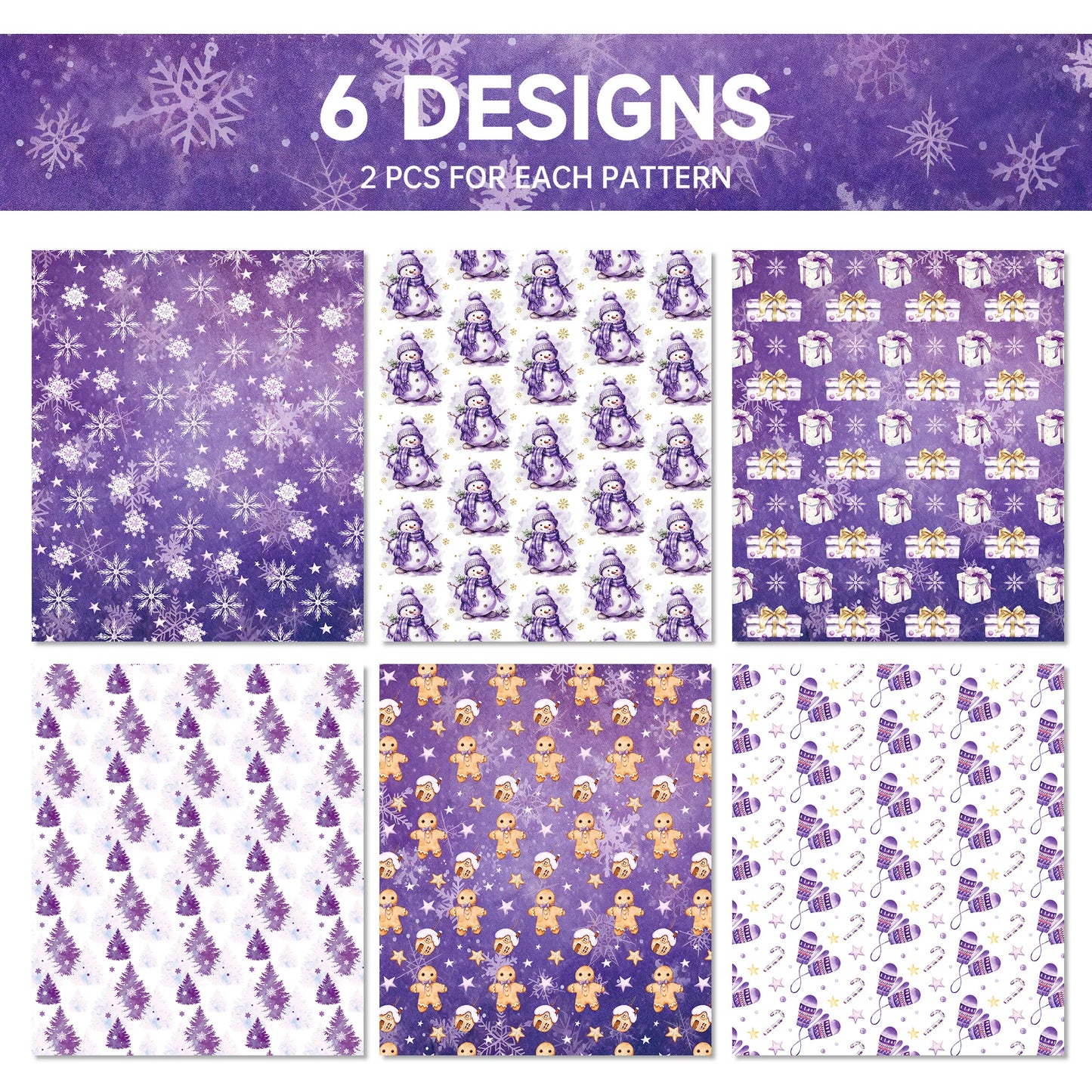 Papel  púrpura, papel de regalo de alta calidad, regalo Navidad, 12 pliegos