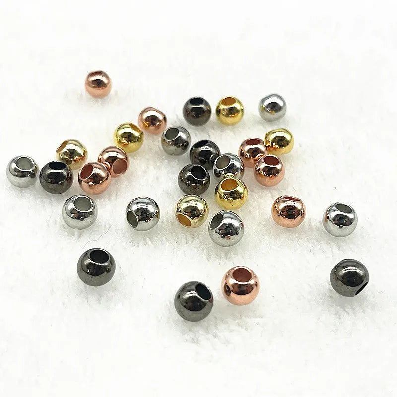Mostacillas espaciadoras redondas de agujero grande para fabricación de joyas, 6mm, 8mm, 10mm
