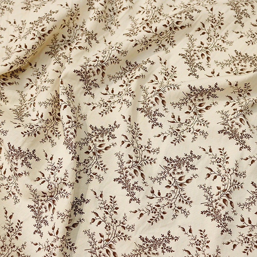 Tela de algodón de 100CM x 150CM con flores frescas y plantas para coser