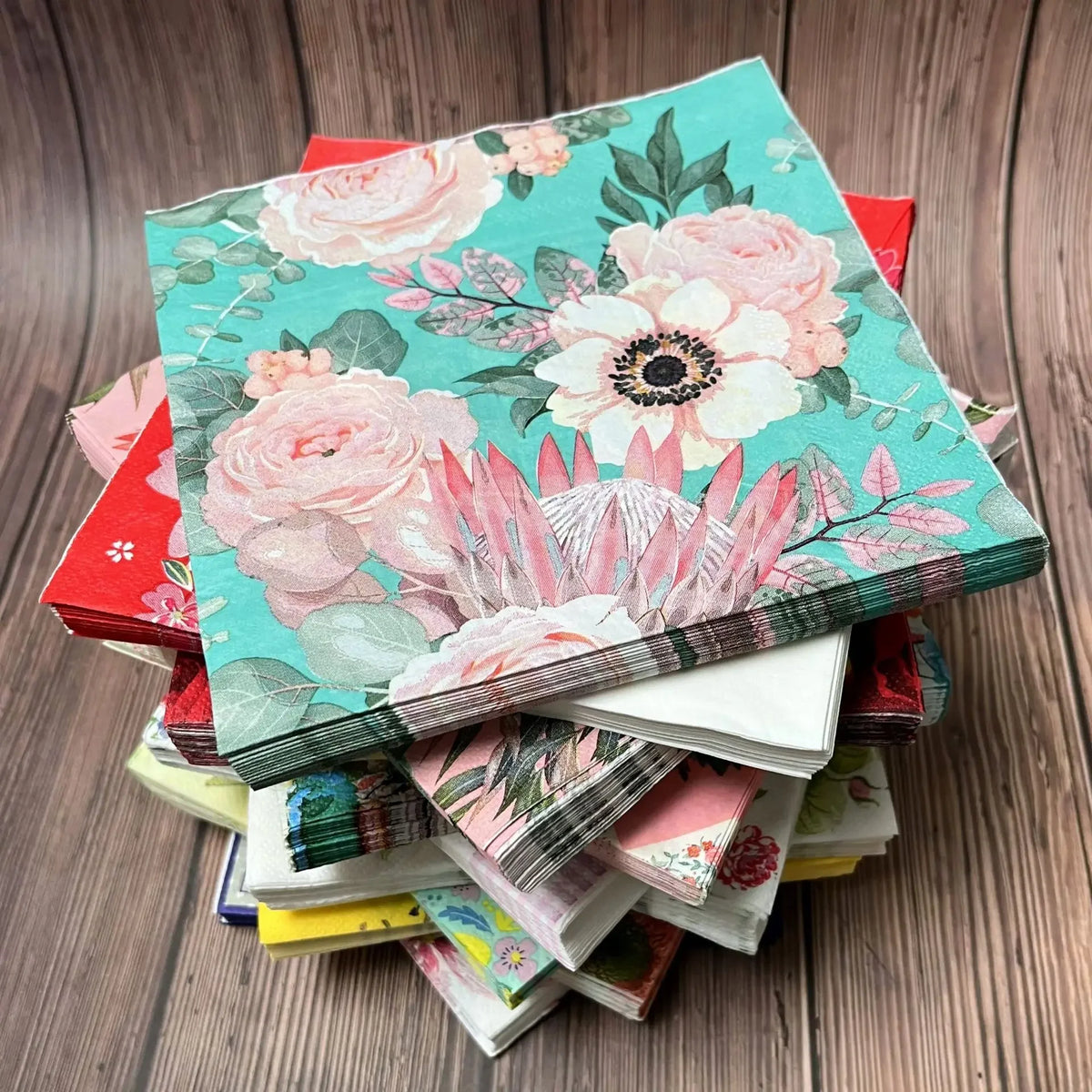 20 Servilletas Florales Coloridas Desechables, Decoupage