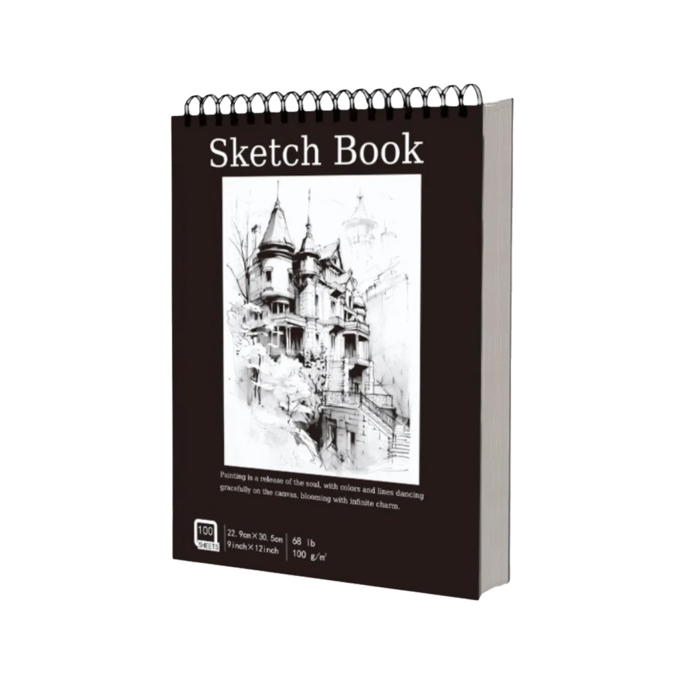 Cuaderno de bocetos en espiral de 100 hojas, portátil, con páginas perforadas, papel sin ácido