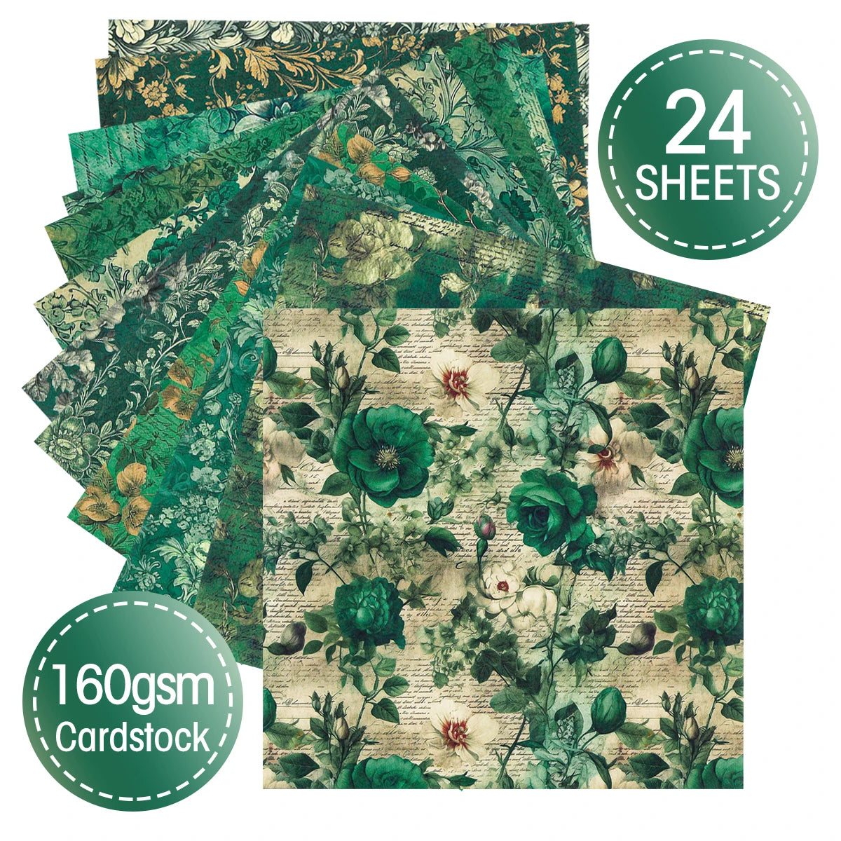 24 Uds. Papel de regalo con estampado Floral Retro,