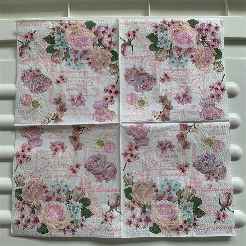 Decoupage-Servilletas de papel de flores, mariposas, 20 unidades