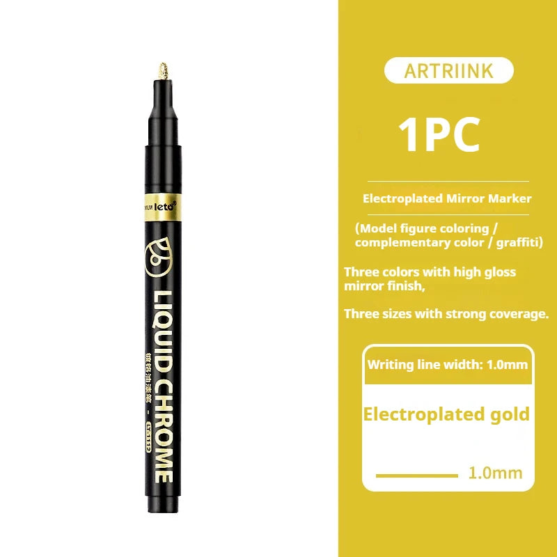 Bolígrafos de pintura espejo, tinta plateada, dorada y otros, punta de escritura de 1/2mm para modelo de Metal, madera, plástico y piedra, 1/6 Uds.