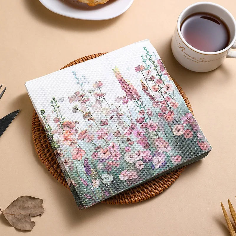 20 unids/pack 33x33cm Vintage flor impresa, servilletas de papel desechable, artesanía decoupage