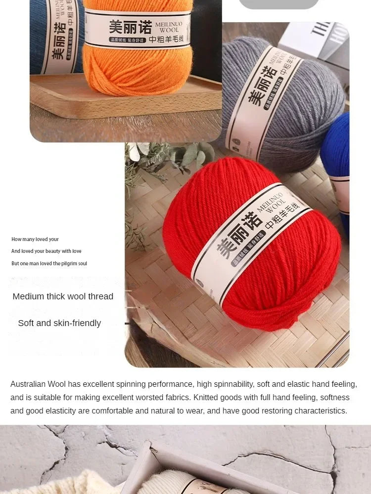 500 g/set de lana merina de 4 capas para tejer a mano