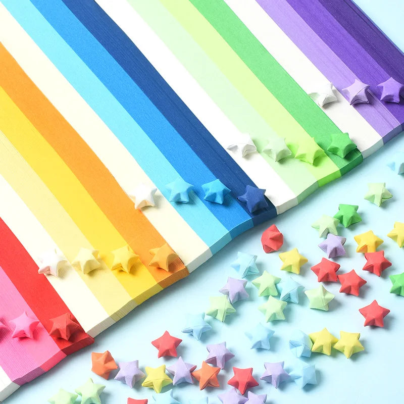 Surtido de papel de Origami de estrella de 540 hojas, estrella colorida de doble cara, manualidades plegables