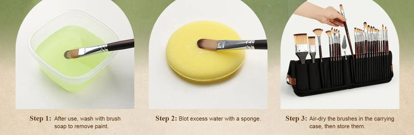 Juego de pinceles de nylon de 26 piezas para acuarela, acrílica y pintura al óleo, kit de pinceles de dibujo de arte profesional