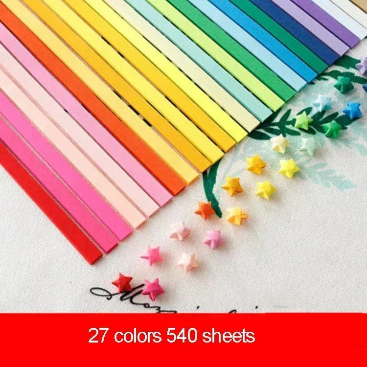 Tira de papeles de estrellas de Origami, 540 hojas, doble cara