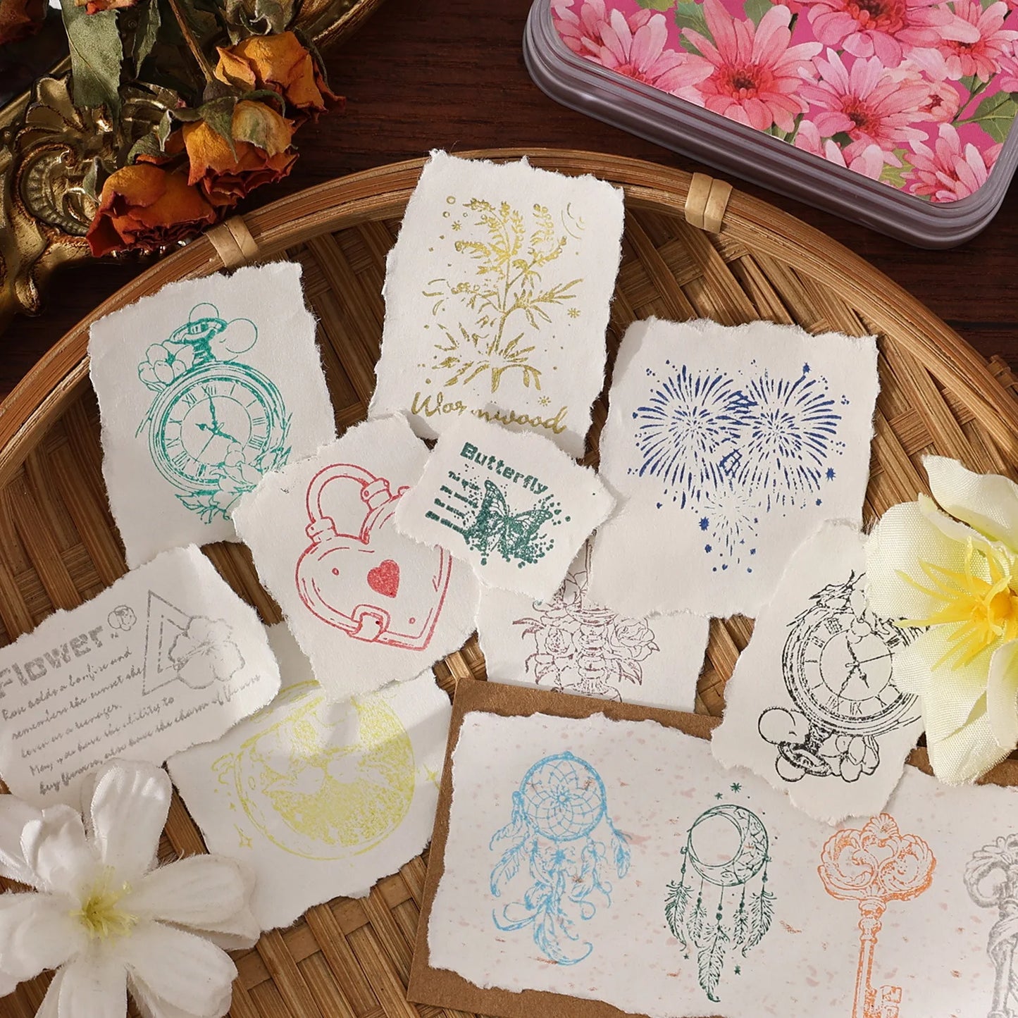 Almohadilla de tinta neutra de algodón ecológico, 16 colores, 1 ud.