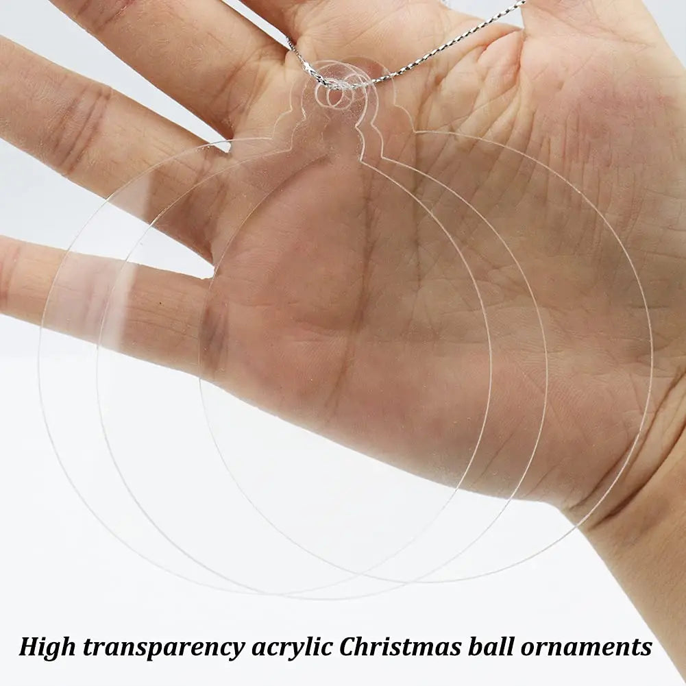 50 Uds. Adornos navideños acrílicos, colgantes en blanco transparente de 3 pulgadas para manualidades