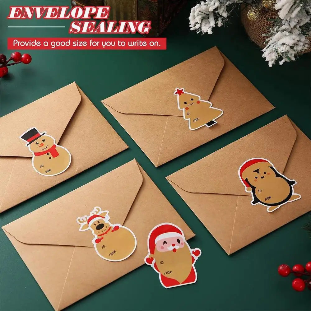 Stickers navideños redondas, 200 piezas, etiquetas de renos, de muñecos de nieve, de Papá Noel, etc