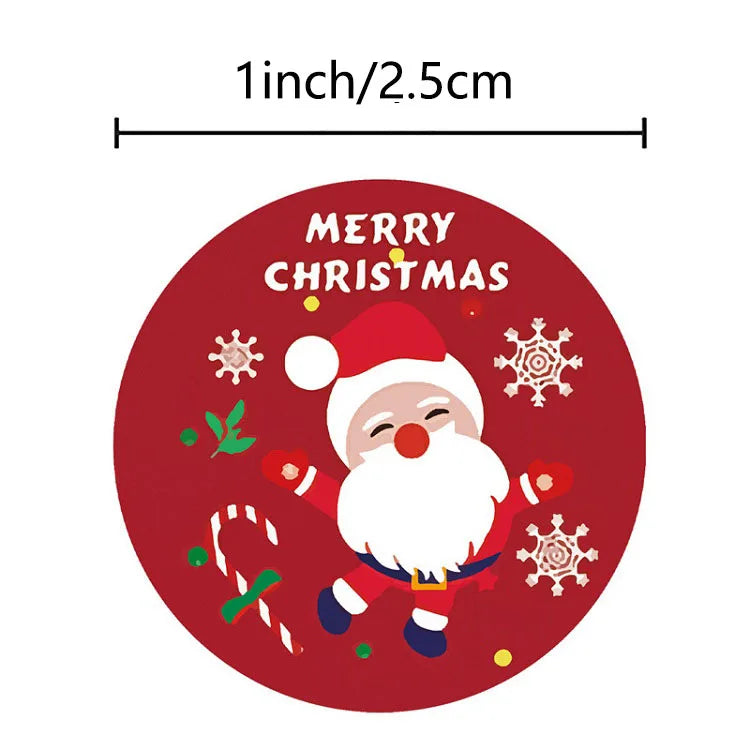 Etiquetas stickers adhesivas con sello de tema navideño, 100-500 Uds.