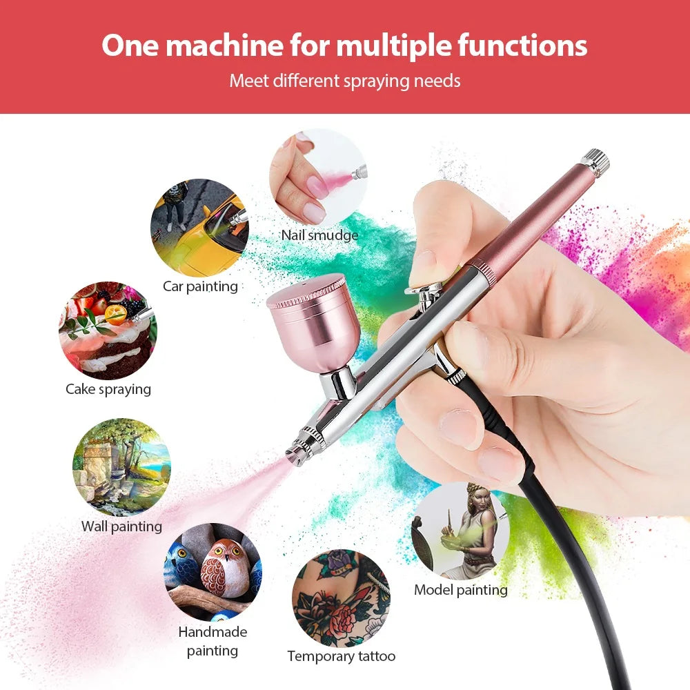 Aerógrafo portátil superior de 0,3mm con tubo de aire de 150cm, pulverizador de pintura para arte, pastelería, maquillaje, decoración de uñas, etc
