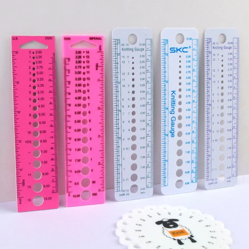 Herramienta de medición de palillos de tejer