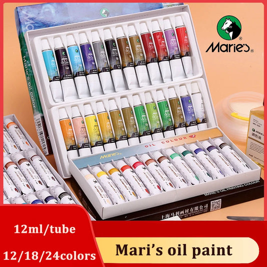 Marie's-pinturas al óleo profesional, pigmento de tubo de 12ML para artista y estudiante, suministros de arte