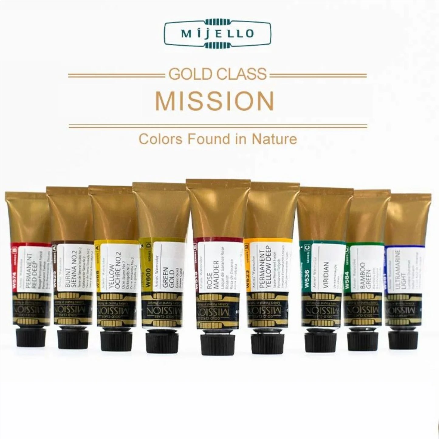 Mijello Mission Gold-acuarela de alta concentración, planta Natural,  tubos de 15ml