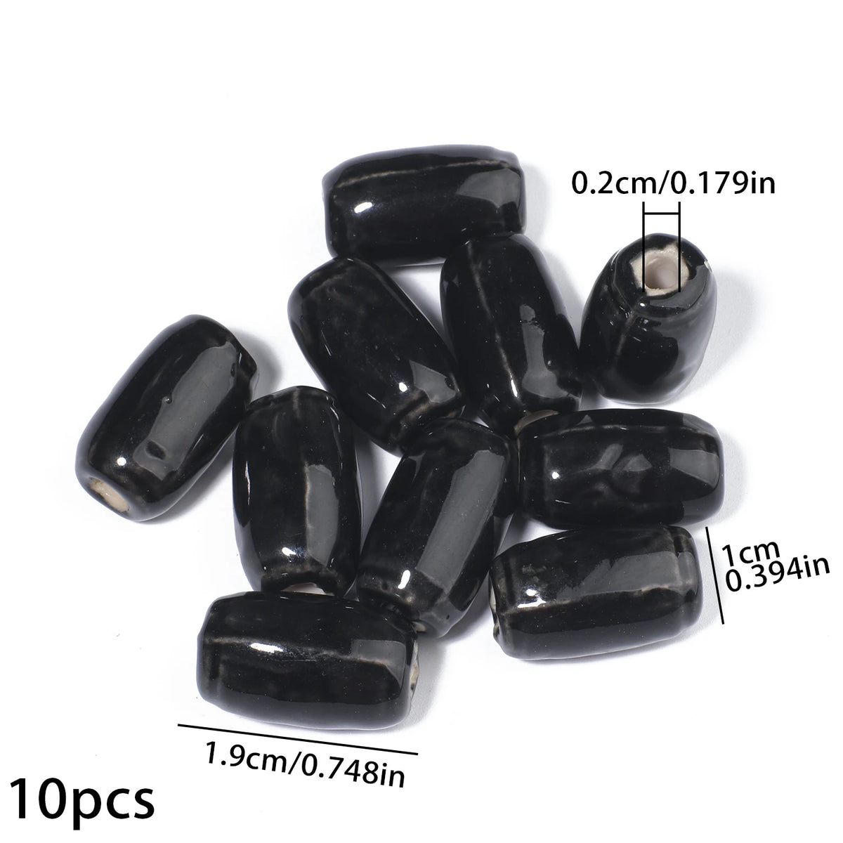 10x19mm, 10 Uds. Mostacillas de cerámica de tubo largo colorido