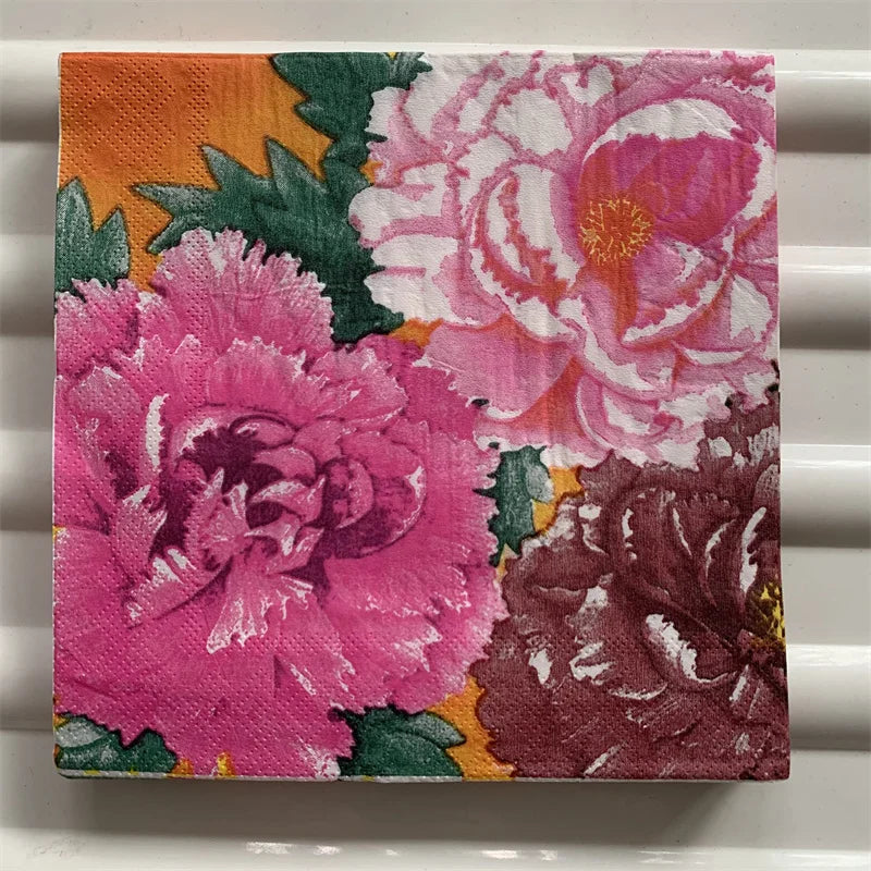 Decoupage-Servilletas de papel de flores, mariposas, 20 unidades