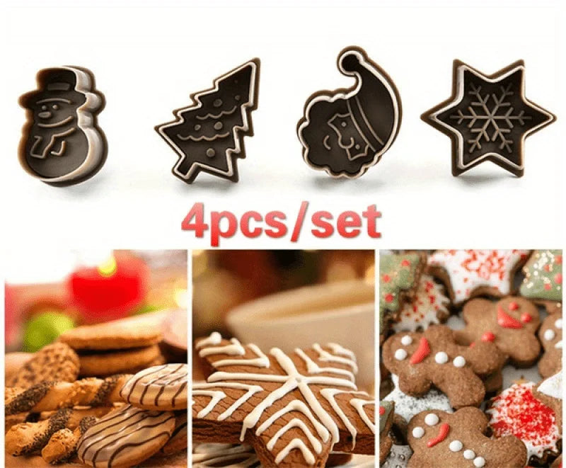 4 Uds. Molde tridimensional 3D para galletas de Navidad