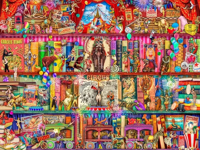 Rompecabezas de 500, 1000, 1200 y 2000 Piezas, Librería con Diseño de Mundo de Fantasía y Paisaje Mágico