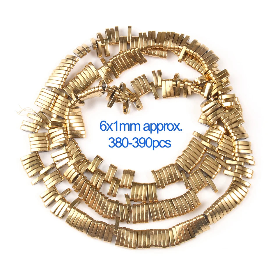 Mostacillas de hematita chapadas en oro Natural para fabricación de joyería