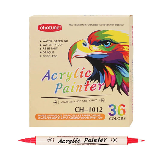 Rotuladores acrílicos de doble cabeza, a prueba de agua, 12-36 colores
