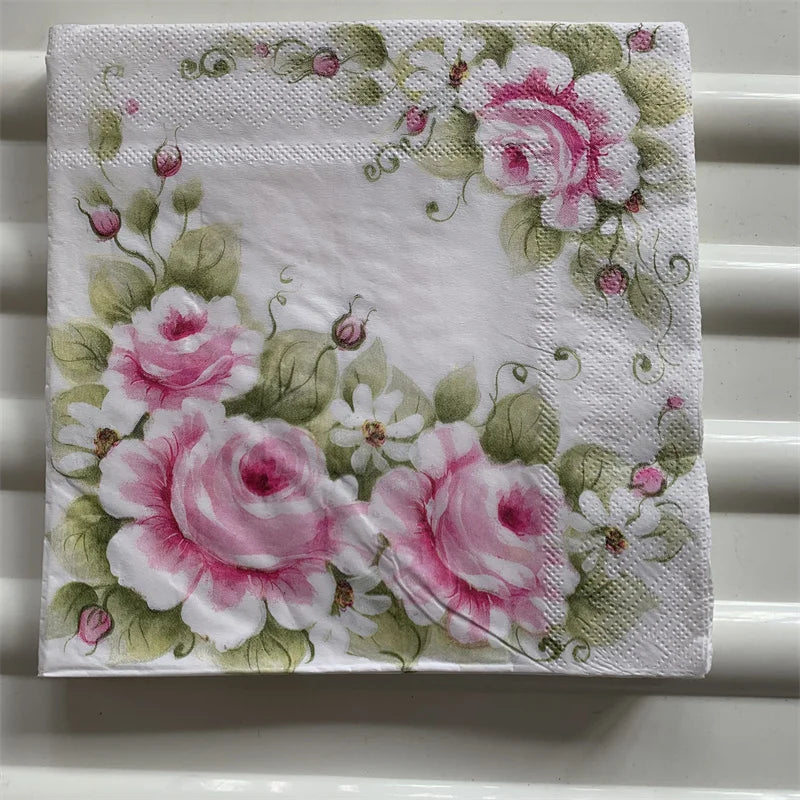 Decoupage-Servilletas de papel de flores, mariposas, 20 unidades