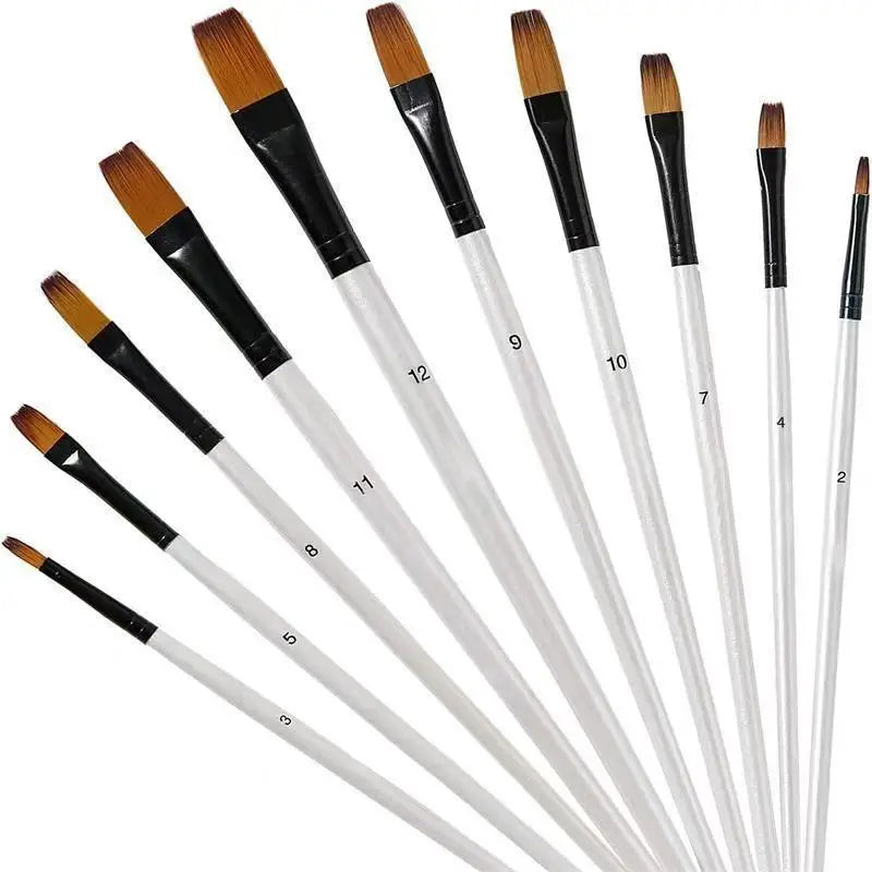 Juego de 12 pinceles de pintura artística con mango de madera y cerdas de nailon