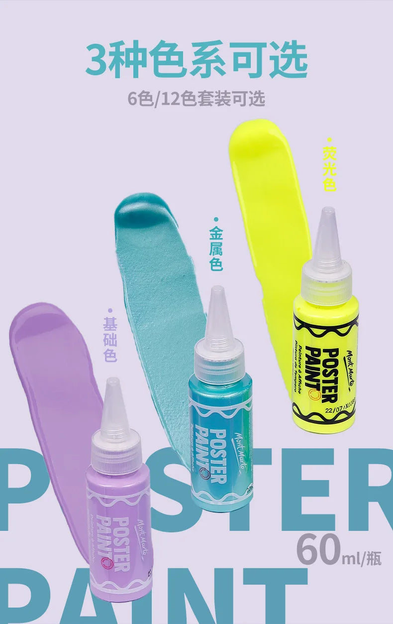 Juego de pintura con dedos para niños, Set de 6/12 colores de 60ml, pintura Gouache lavable