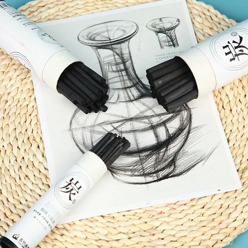 Lápices de carbón de vid para dibujo profesional, 25 piezas
