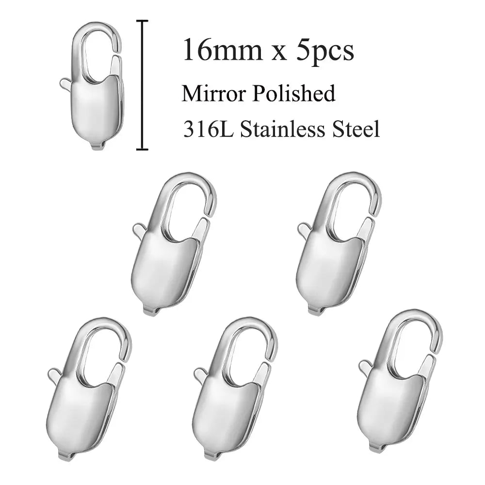 5 unids/lote de cierre de langosta rectangular de acero inoxidable de joyería para hacer collares y pulseras