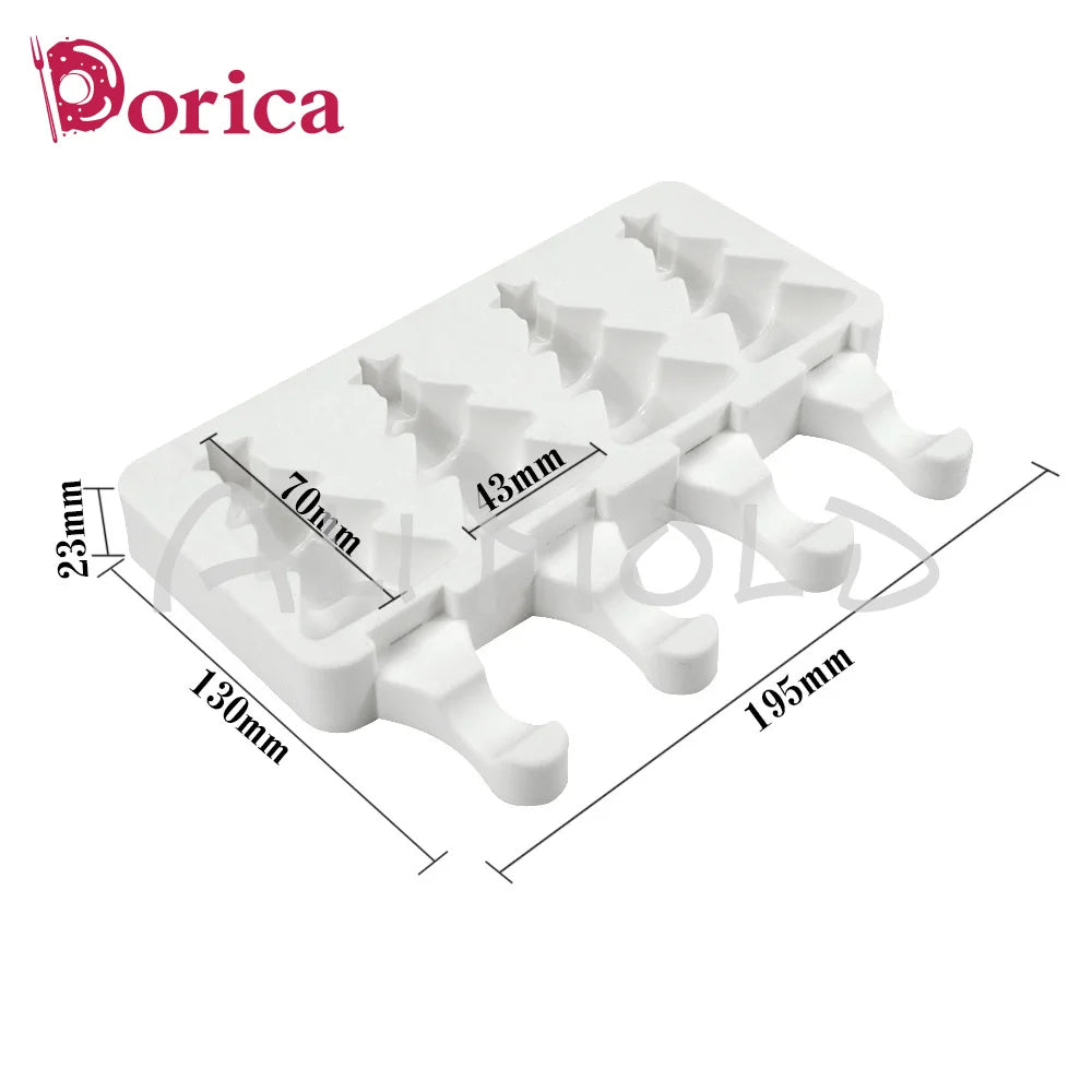 Molde de silicona para helado, herramienta reutilizable para Mousse, Chocolate, congelador, bandeja, 4 celdas