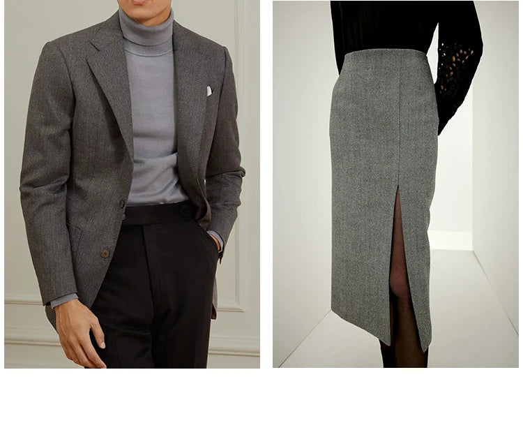 Patrón de espiga, mezcla de lana, tela informal. tela microelástica gruesa