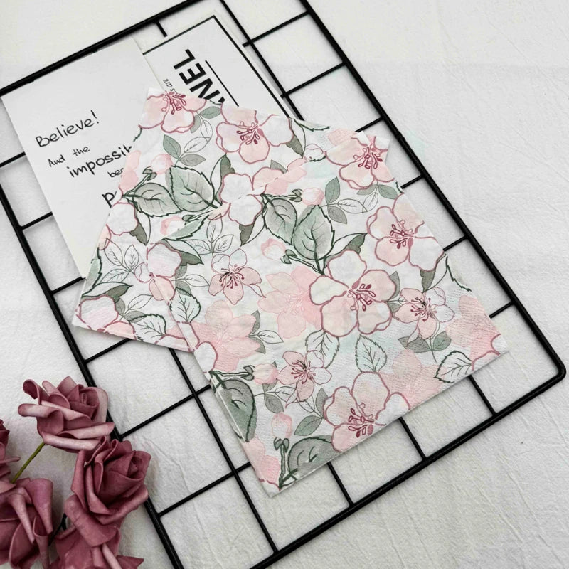 Servilleta desechable con estampado de flores rosas, decoupage, 2 capas, 10/20 piezas/Pac, 33x33cm