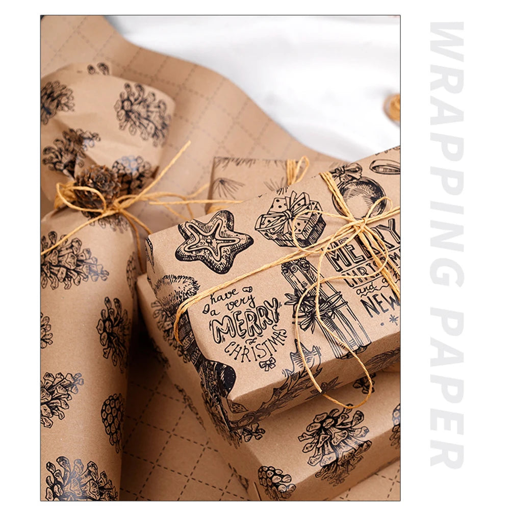 Rollo de papel de regalo, diseño de bayas de piña decoración navideña, 300*43 cm