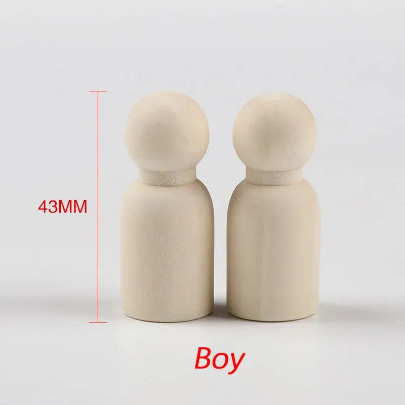 10 Uds. de muñecas de madera natural sin terminar, cuerpos para pintar