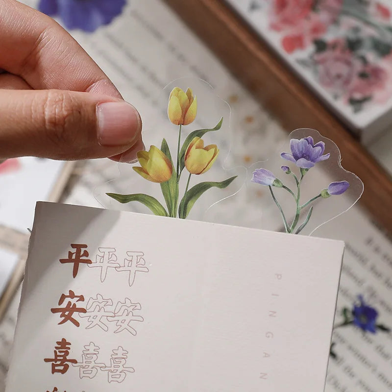 40 hojas de stickers vintage de plantas y flores