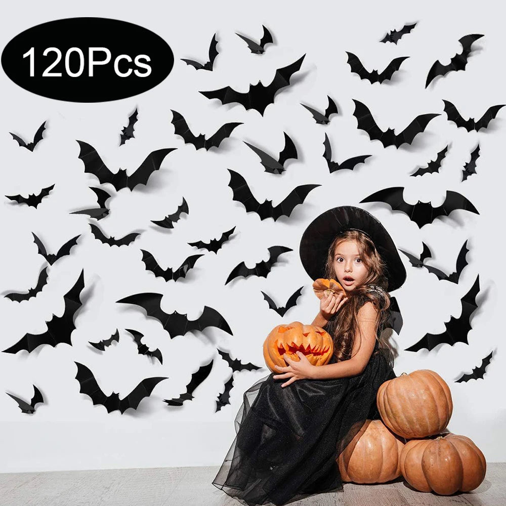 Decoraciones de murciélagos de Halloween de Pvc 3D para pegar en la pared