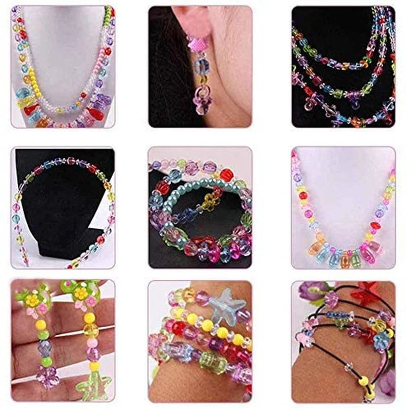 Conjunto de joyería, juego de cuentas espaciadoras sueltas creativas para hacer pulseras y collares, 24 cuadrículas, Cuerda elástica para hacer joyas